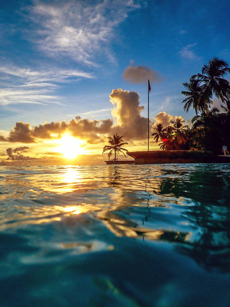 istock Maldivian Sunset on a Tropical Island With Palm Trees 1151668681