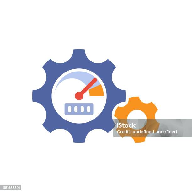 Illustration Icon For Engine Performance Stock Illustration - Download Image Now - Efficiency, Icon Symbol, Gear - Mechanism