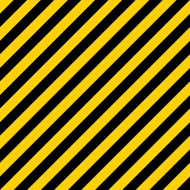 żółty i czarny wzór wyściółki. ostrzeżenie znak przemys�łowy. ukośne linie geometryczne. - safety yellow road striped stock illustrations