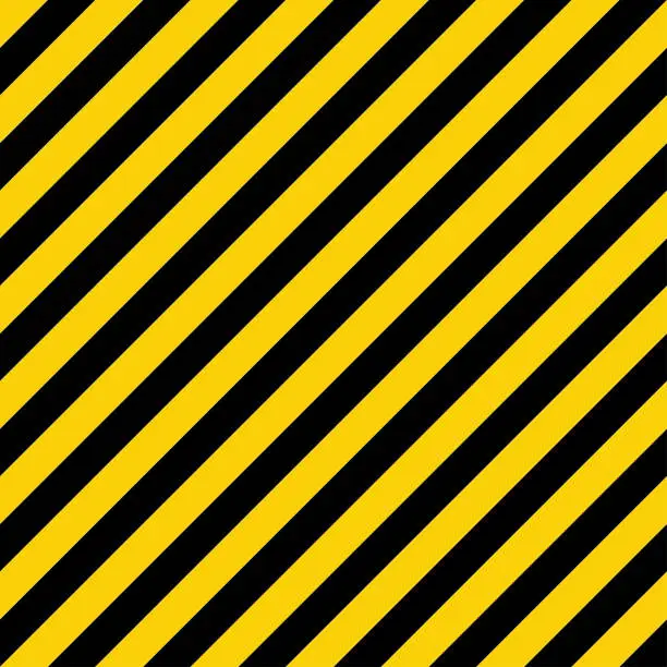 Vector illustration of Yellow and black liner pattern. Warning industrial sign. Diagonal geometric lines.