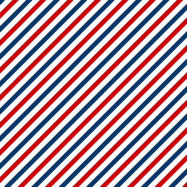 czerwone i niebieskie ukośne linie bez szwu wzór abstrakcyjny. barbershop vintage tekstury. - french flag france red blue stock illustrations