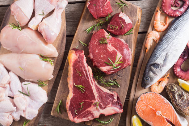 istock Assortment of meat and seafood 1151678418