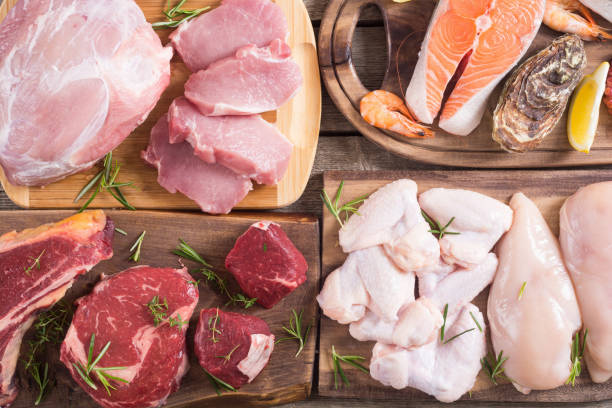 istock Assortment of meat and seafood 1151678421