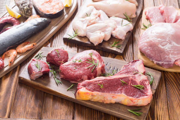 istock Assortment of meat and seafood 1151678432