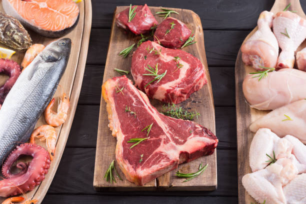 istock Assortment of meat and seafood 1151678437