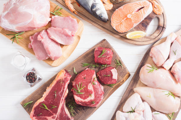 istock Assortment of meat and seafood 1151678453