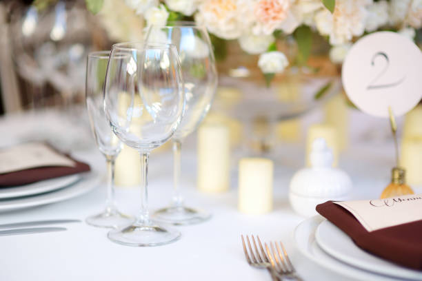 istock Beautiful table set for some festive event or wedding reception 1151682137