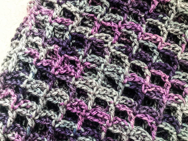istock Gray and Purple Crocheted Scarf 1151700112
