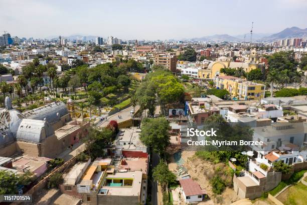 Aerial View Of Barranco District And Whisper Bridge Stock Photo - Download Image Now