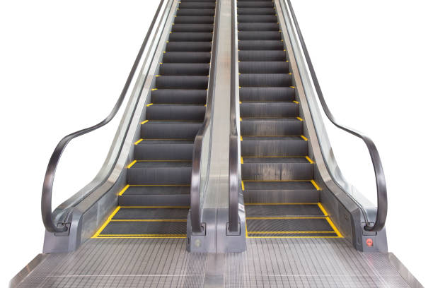 istock escalator isolated on white background. front view. escalator in subway station. 1151703004