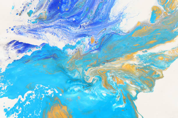 istock Abstract marbleized effect background. Blue and white creative colors. Beautiful paint with the addition of gold 1151728207