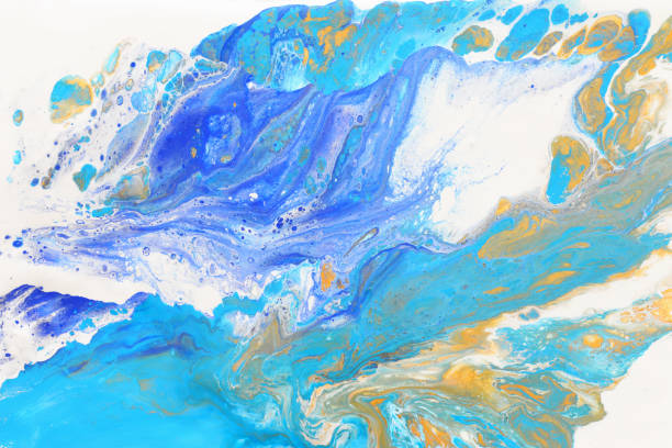 istock Abstract marbleized effect background. Blue and white creative colors. Beautiful paint with the addition of gold 1151728209