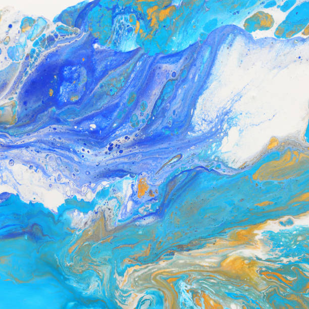 istock Abstract marbleized effect background. Blue and white creative colors. Beautiful paint with the addition of gold 1151728218