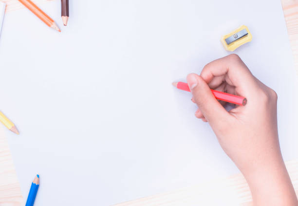 istock Art and play. Back to school activity. white paper background. 1151729037