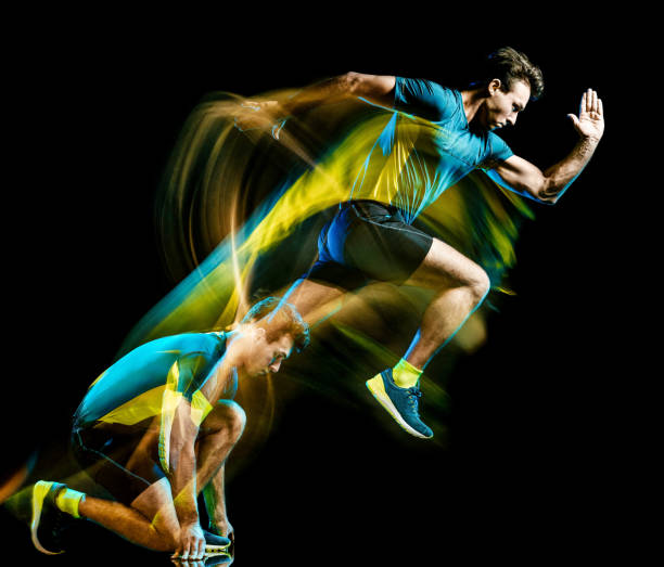 istock runner running jogger jogging man isolated light painting black background 1151732050