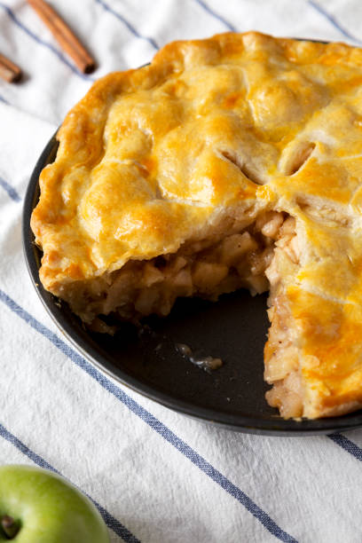 istock Homemade apple pie on cloth, low angle view. Closeup. 1151732087