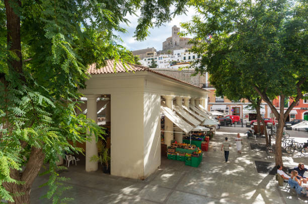 Old market in Ibiza stock photo