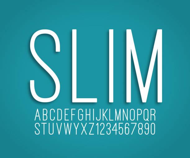 kuvapankkikuvitukset aiheesta ohuet fonttien aakkoset ja numerovektori - hoikka