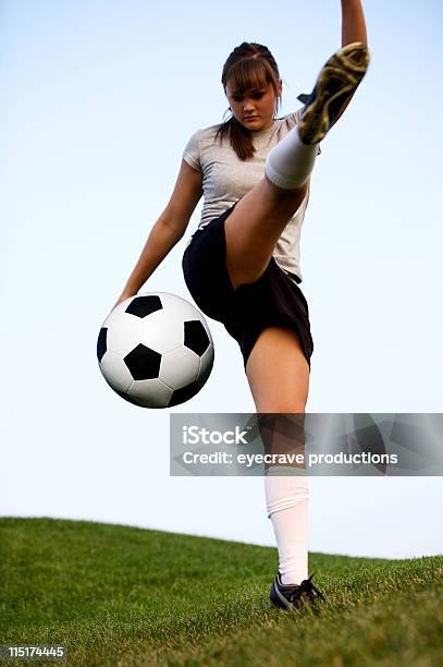Active Teen Female Soccer Portraits Stock Photo - Download Image Now - Soccer Player, 18-19 Years, Adult