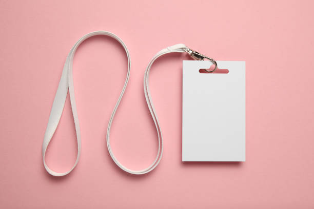 istock Card id badge, identification name blank on pink background 1151750589