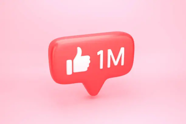 Photo of One million likes social media notification with thumb up icon