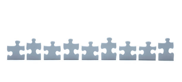 Puzzles pieces in a row isolated