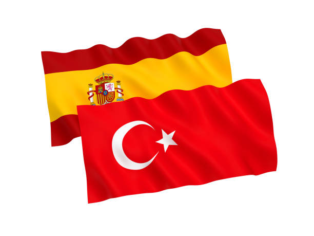 istock Flags of Turkey and Spain on a white background 1151758469