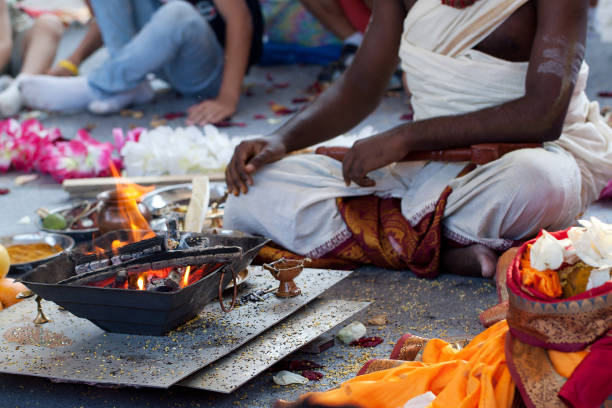 istock Hindu celebrates a festive ritual 1151758534