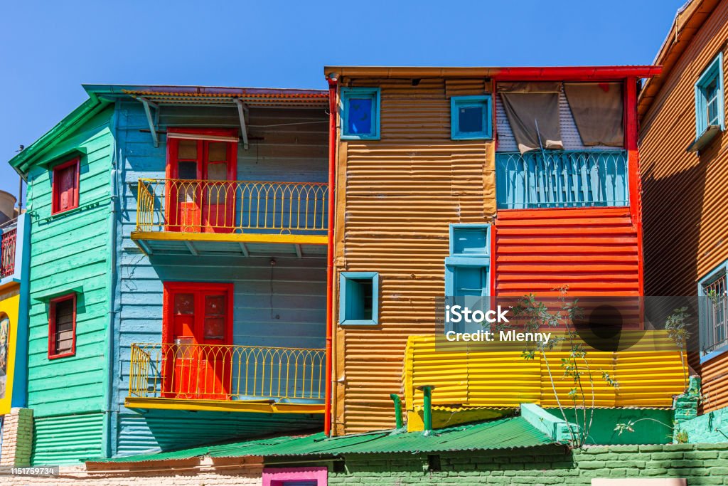 La Boca, Buenos Aires, Argentina Colorful Houses in the La Boca District of Buenos Aires, South America. Buenos Aires Stock Photo