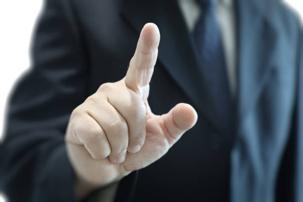 istock Businessman pointing touching screen choosing 1151764838