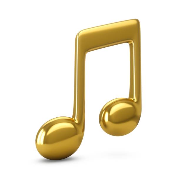 istock 3d Rendering Golden Music Note isolated on white background 1151765986