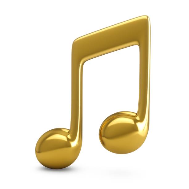 istock 3d Rendering Golden Music Note isolated on white background 1151766011