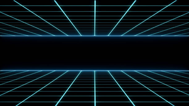 istock Retro Sci-Fi Background Futuristic Grid landscape of the 80`s. Digital Cyber Surface. Suitable for design in the style of the 1980`s 1151770475