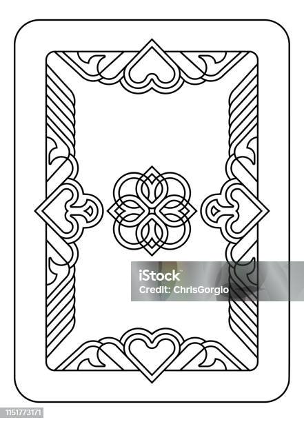 Playing Card Reverse Back In Black And White Stock Illustration - Download Image Now - Ace, Logo, Spades - Playing Card