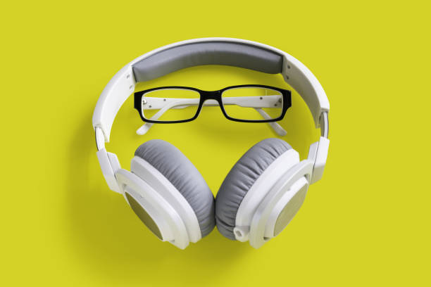 The white headphone and the eyeglasses