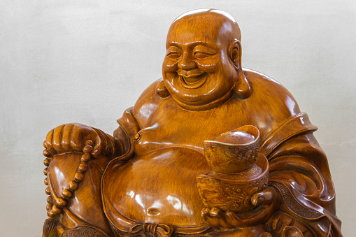 Smiling Big Buddha Statue, Make from Wooden.