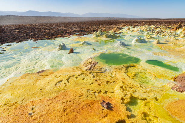 Acid ponds in Dallol site in the Danakil Depression in Ethiopia, Africa Acid ponds in Dallol site in the Danakil Depression in Ethiopia in Africa dallol ethiopia stock pictures, royalty-free photos & images