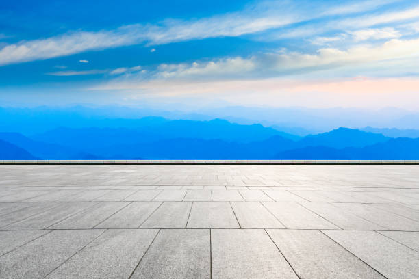 istock Empty square floor and beautiful mountains nature landscape 1151777848