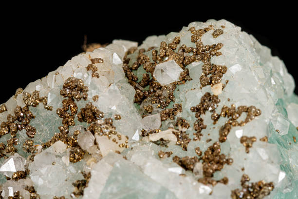 istock Macro stone mineral Fluorite on a black background 1151779502