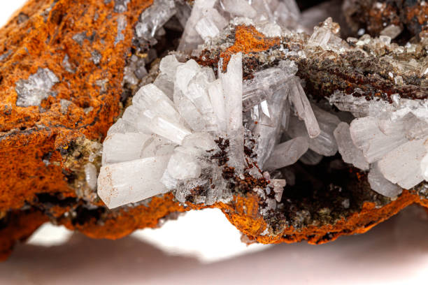 istock Macro mineral stone crystals Hemimorphite rock on a white background 1151780347