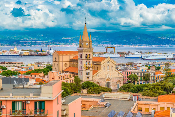 Cityscape of Messina, Sicily, Italy stock photo