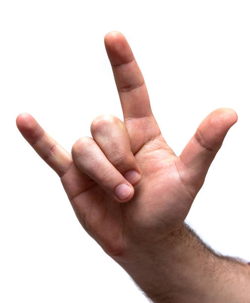 istock man hand on the white backgrounds, Male hand shows different signs. 1151780605
