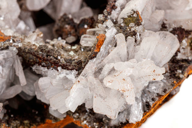 istock Macro mineral stone crystals Hemimorphite rock on a white background 1151780619