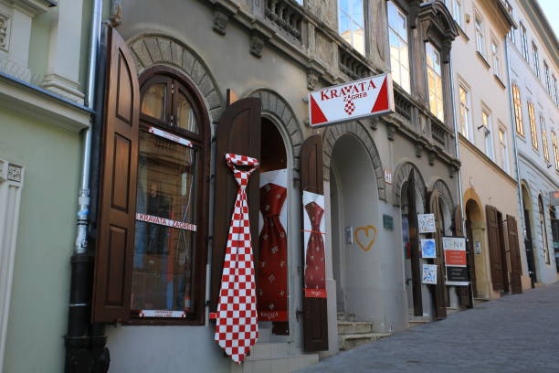 Zagreb, Croatia- 7 February 2019:the view of radiceva street in Zagreb. The famous bar street in Zagreb, croatia develop the tourism in several years