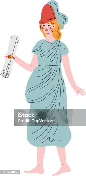 Klio Muse Of Greek Mythology Vector Illustration Stock Illustration - Download Image Now - Ancient, Antique, Classical Greek