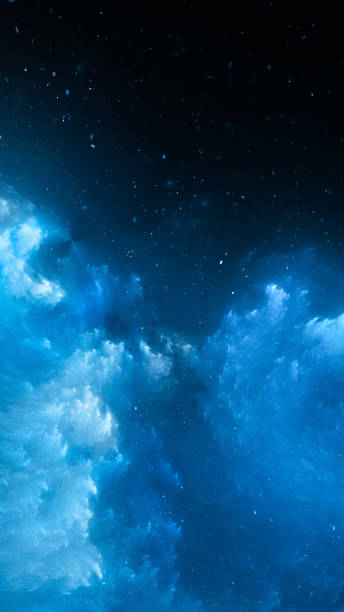 ブルー光る星雲スマートフォンテンプレート - plasma blue abstract flame ストックフォトと画像