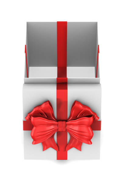 istock open white gift box with red bow on white background. Isolated 3D illustration 1151785075
