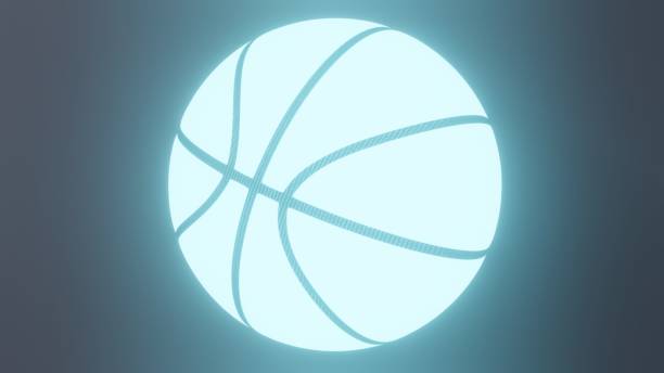 istock Holographic glowing basketball. 3d rendering 1151786837
