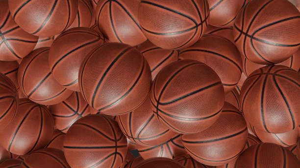 istock many orange basketball balls. top view. 3d rendering 1151786862