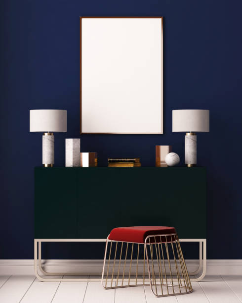 istock Mockup posters in the interior. Art Deco style. 3d rendering, 3d illustration. 1151787763
